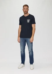 s.Oliver Kurzarmshirt mit Frontprint Artwork Dunkelblau