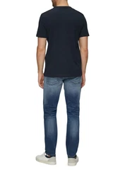 s.Oliver Kurzarmshirt mit Frontprint Artwork Dunkelblau