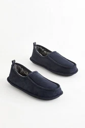 Next Hausschuhe mit Kunstfellfutter Dunkelblau/Blau