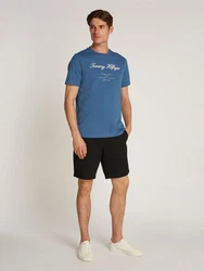 Tommy Hilfiger T-Shirt SCRIPT LOGO TEE mit Logo Dunkelblau/Hellblau/Blau