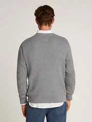 Tommy Hilfiger Strickpullover HERRINGBONE STRUCTURE C NK mit Zopfmuster grau/medium grau