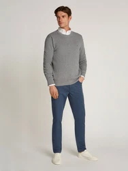 Tommy Hilfiger Strickpullover HERRINGBONE STRUCTURE C NK mit Zopfmuster grau/medium grau