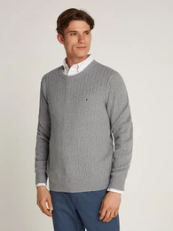 Strickpullover HERRINGBONE STRUCTURE C NK mit Zopfmuster