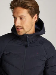 Tommy Hilfiger Steppjacke MIX QUILT HOODED JACKET mit Raglanärmeln blau