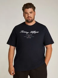 Tommy Hilfiger Big & Tall Rundhalsshirt BT-SCRIPT LOGO TEE-B in Groen Gren, Logostickerei