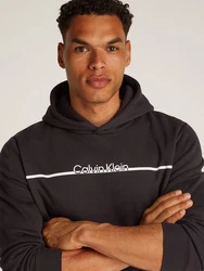 Calvin Klein Sweatshirt SPLIT LINE LOGO HOODIE Dunkelbraun/Schwarz/Braun/Gelb