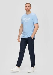 s.Oliver Kurzarmshirt T-Shirt mit Logo-Print Artwork Hellblau/Blau
