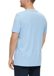 s.Oliver Kurzarmshirt T-Shirt mit Logo-Print Artwork Hellblau/Blau