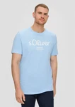s.Oliver Kurzarmshirt T-Shirt mit Logo-Print Artwork Hellblau/Blau