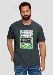 s.Oliver Kurzarmshirt Jerseyshirt mit Artwork Lila/Dunkelgrün/Braun/Blau/Grün