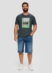 s.Oliver Kurzarmshirt Jerseyshirt mit Artwork Lila/Dunkelgrün/Braun/Blau/Grün