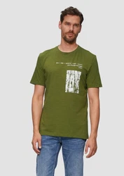 s.Oliver Kurzarmshirt Printshirt Dunkelgrün/Grün
