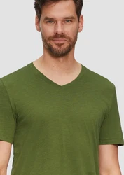 s.Oliver T-Shirt mit V-Ausschnitt Dunkelgrün/Grün