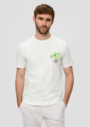 s.Oliver T-Shirt mit Frontprint Artwork Weiß/Creme/Gelb