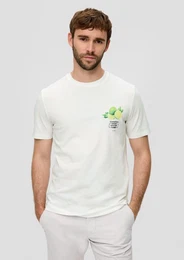 Kurzarmshirt Baumwoll-T-Shirt mit Crew Neck und Frontprint Artwork