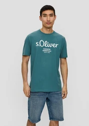 s.Oliver Kurzarmshirt T-Shirt Label-Print Artwork 