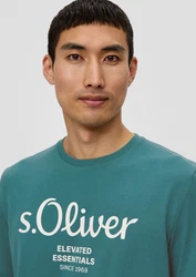 s.Oliver Kurzarmshirt T-Shirt Label-Print Artwork 
