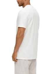 s.Oliver Kurzarmshirt Crew-Neck-Shirt Frontprint Weiß/Hellblau/Türkis/Gelb/Creme