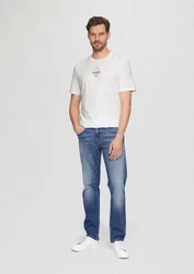 s.Oliver Kurzarmshirt T-Shirt mit Frontprint Artwork Hellgrün/Grau/Weiß/Hellblau/Silber
