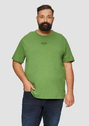 s.Oliver Kurzarmshirt T-Shirt mit Artwork Dunkelgrün/Grün/Braun