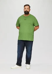 s.Oliver Kurzarmshirt T-Shirt mit Artwork Dunkelgrün/Grün/Braun