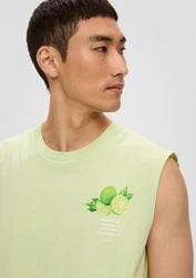 s.Oliver Shirttop Tanktop mit Frontprint Artwork Hellgrün/Grün/Neonfarben/Gelb