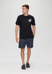 QS Kurzarmshirt mit Brustprint Schwarz/Dunkelblau/Grau/Grün