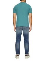 s.Oliver Kurzarmshirt T-Shirt mit Logostickerei Grün/Türkis/Blau