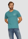 s.Oliver Kurzarmshirt T-Shirt mit Logostickerei Grün/Türkis/Blau