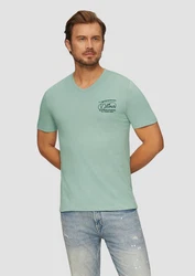 s.Oliver Kurzarmshirt T-Shirt mit Logostickerei Grün/Hellgrün/Türkis