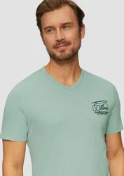s.Oliver Kurzarmshirt T-Shirt mit Logostickerei Grün/Hellgrün/Türkis