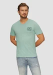 s.Oliver Kurzarmshirt T-Shirt mit Logostickerei Grün/Hellgrün/Türkis
