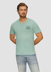 s.Oliver Kurzarmshirt T-Shirt mit Logostickerei Grün/Hellgrün/Türkis