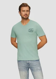 Kurzarmshirt T-Shirt mit Logostickerei Stickerei