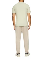 s.Oliver Kurzarmshirt T-Shirt mit Logostickerei Khaki/Hellgrün/Grün