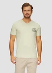 s.Oliver Kurzarmshirt T-Shirt mit Logostickerei Khaki/Hellgrün/Grün