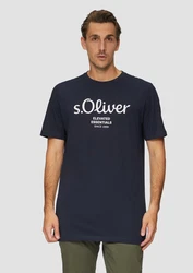 s.Oliver T-Shirt mit Logo-Print Artwork Dunkelblau/Blau/Silber/Braun/Grau