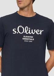 s.Oliver T-Shirt mit Logo-Print Artwork Dunkelblau/Blau/Silber/Braun/Grau