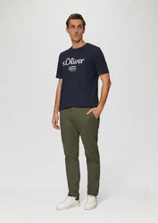 s.Oliver T-Shirt mit Logo-Print Artwork Dunkelblau/Blau/Silber/Braun/Grau