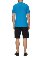 s.Oliver Kurzarmshirt T-Shirt mit Logo-Motiven Hellblau/Blau/Türkis