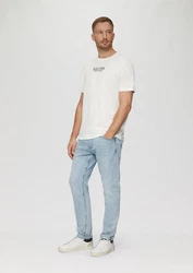 s.Oliver Kurzarmshirt T-Shirt mit Logo-Motiven Weiß/Creme/Grau/Beige