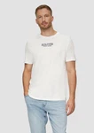 s.Oliver Kurzarmshirt T-Shirt mit Logo-Motiven Weiß/Creme/Grau/Beige