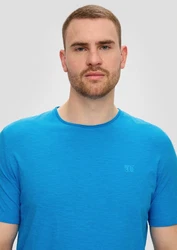 s.Oliver Kurzarmshirt Baumwoll-T-Shirt mit Logo Hellblau/Türkis/Blau