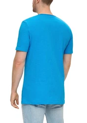 s.Oliver Kurzarmshirt Baumwoll-T-Shirt mit Logo Hellblau/Türkis/Blau