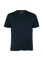 s.Oliver T-Shirt mit Logo und V-Ausschnitt Dunkelblau/Braun/Türkis/Blau/Hellblau
