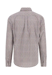 Langarmhemd mit Logostickerei und All-Over Print