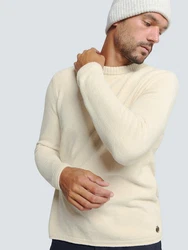 NO EXCESS Rundhalspullover No Excess Rundhals-Pullover Khaki/Beige/Creme/Gelb/Weiß