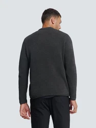 NO EXCESS Rundhalspullover No Excess Rundhals-Pullover Dunkelgrau/Grau