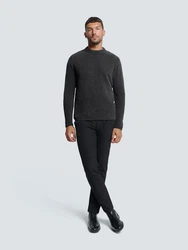 NO EXCESS Rundhalspullover No Excess Rundhals-Pullover Dunkelgrau/Grau