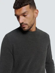 NO EXCESS Rundhalspullover No Excess Rundhals-Pullover Dunkelgrau/Grau